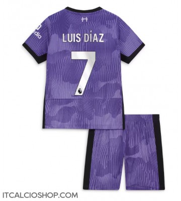 Liverpool Luis Diaz #7 Terza Maglia Bambino 2023-24 Manica Corta (+ Pantaloni corti)